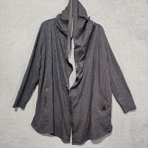 Juicy Couture Hooded Shawl Poncho Pockets Black Silver Size Large‎ Shimmer